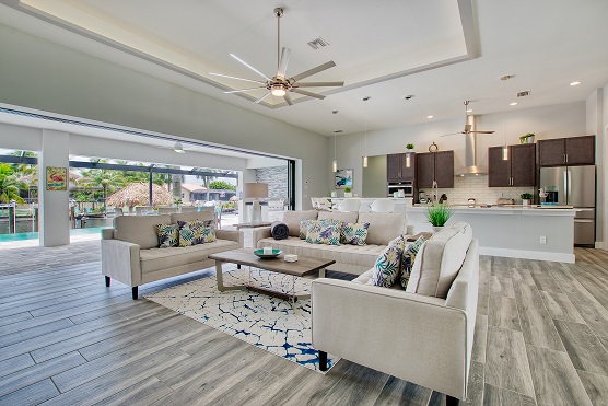 Picture of the New Construction Model Royal Palm 3 showing the open living area space