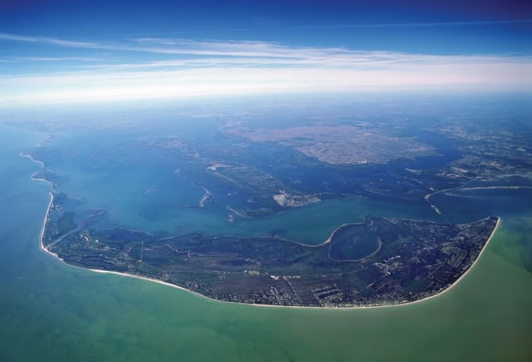 Picture showing an aerial of Sanibel and Captiva Island