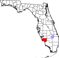Picture showing the florida map highlighting lee county